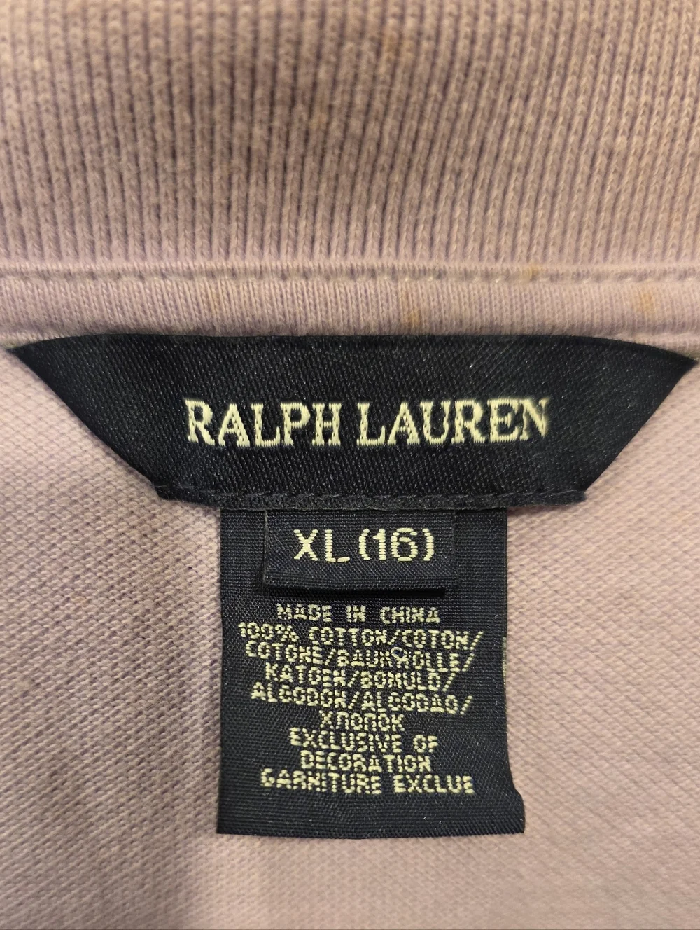 RALPH LAUREN Lilac Cotton Ruffle Hem Polo Shirt Dress - Size XL (16)